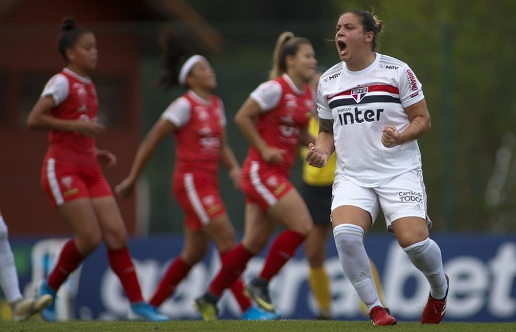 Glaucia comemora gol do São Paulo contra o Audax — Foto: Miguel Schincariol/saopaulofc.net