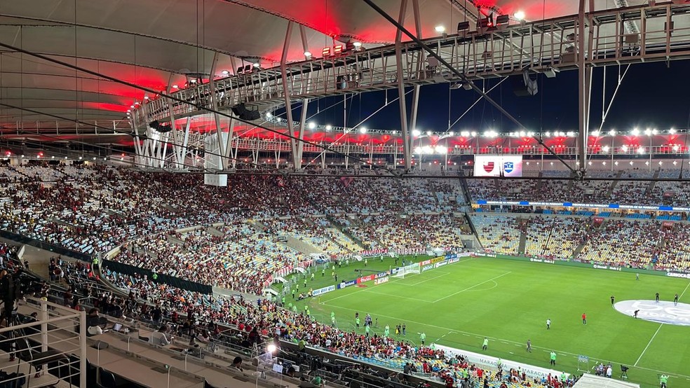 Torcida do Flamengo presente no Maracanã para o jogo contra o Audax — Foto: ge