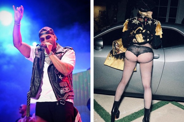 O rapper Nelly e a foto da cantora Madonna que o incomodou (Foto: Reprodução/Instagram)