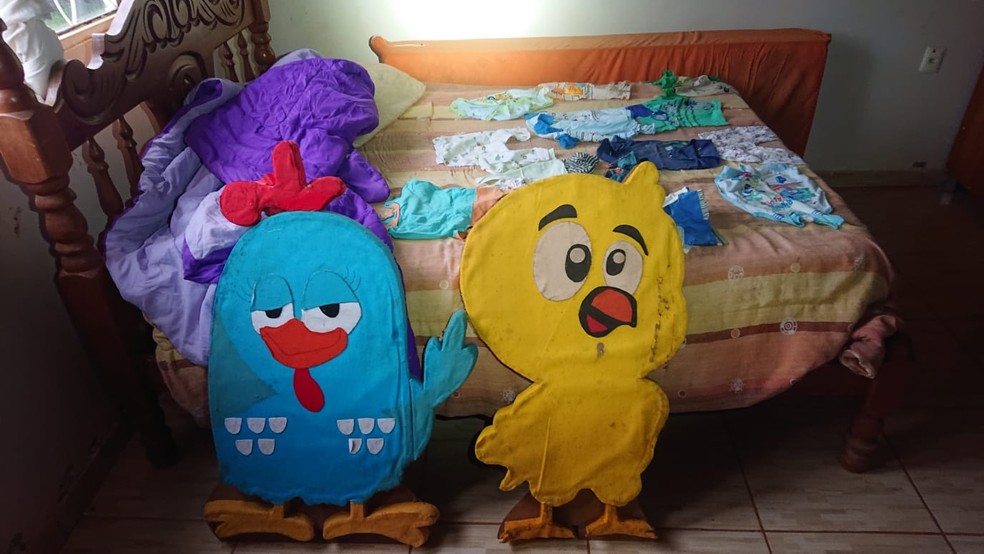 PF encontra objetos que seriam supostos cenários utilizados nos crimes em casa de suspeito em Colniza — Foto: PF/MT