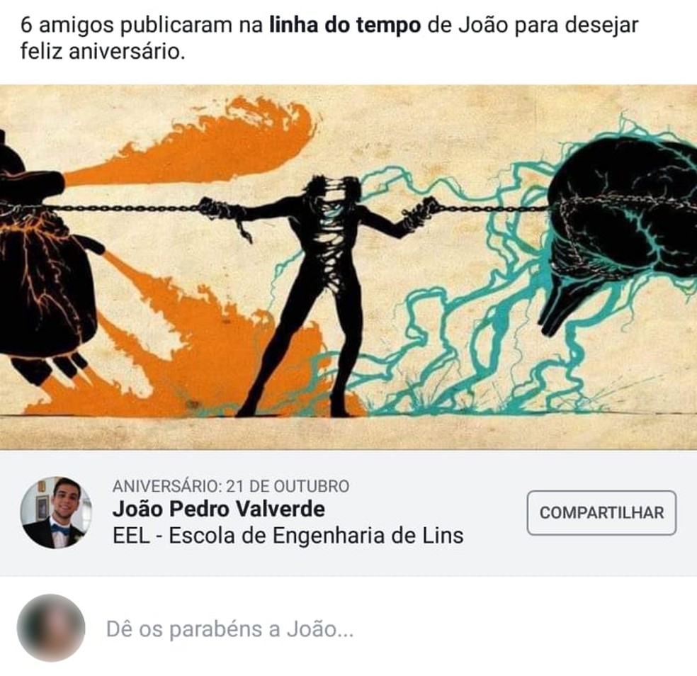 Aniversário de João Pedro Casado foi no domingo (21), um dia antes do acidente, de cordo com seu perfil em uma rede social — Foto: Reprodução/Facebook