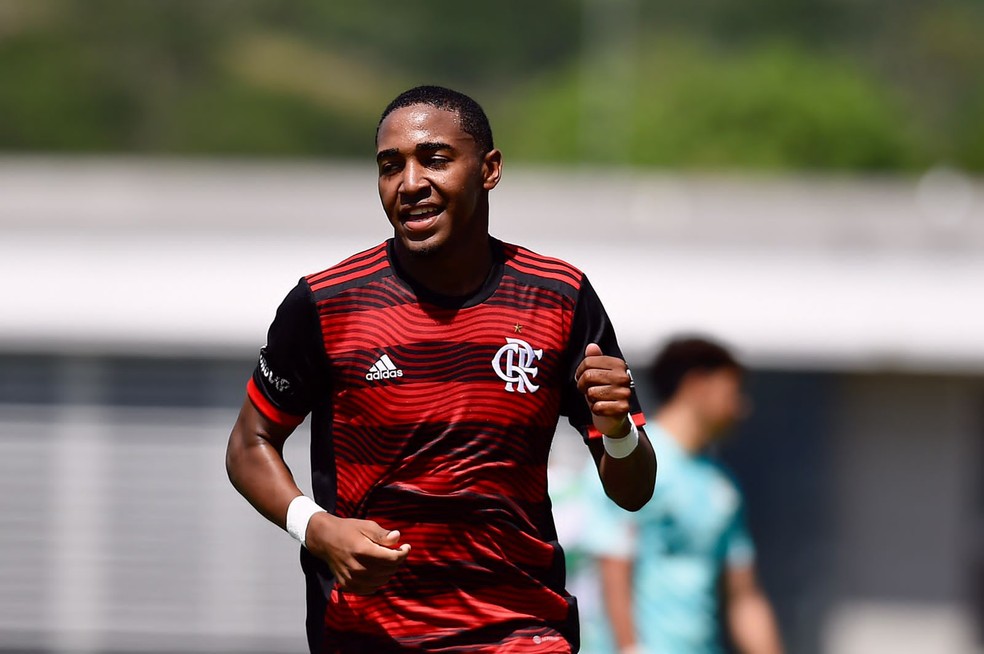 Lorran, artilheiro do Flamengo, durante a partida contra o Santos Laguna  &mdash; Foto: Flamengo
