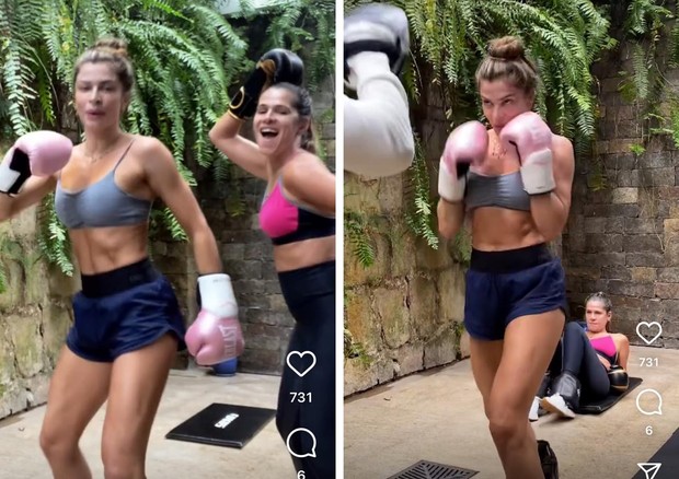 Grazi Massafera e Ingrid Guimarães intercalam exercícios e risadas em dia de treino (Foto: Reprodução/Instagram)