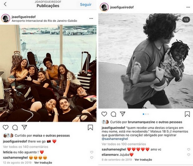 Interações no Instagram de Sasha e João Figueiredo (Foto: Reprodução/Instagram)