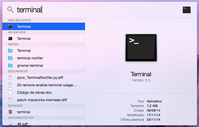 Acesse o Terminal do OS X Yosemite (Foto: Reprodução/Helito Bijora) 