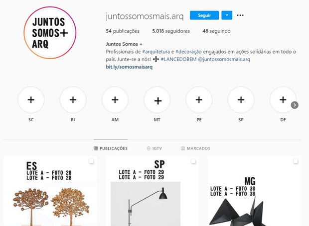 Através dos destaques do Instagram da ação solidária é possível conferir como ajudar e contribuir para a causa (Foto: Instagram/Reprodução)