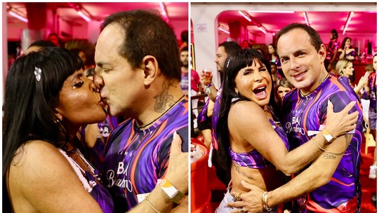 Gretchen e o marido, Esdras Souza, beijam muito em desfile de São Paulo
