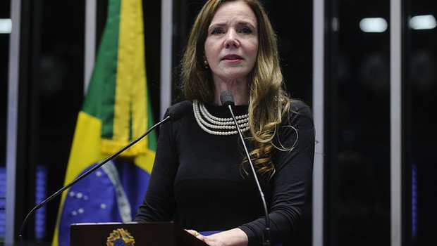 Em discurso, senadora Vanessa Grazziotin (PCdoB-AM), no 5º dia de julgamento do processo de impeachment (Foto: Moreira Mariz/Agência Senado)