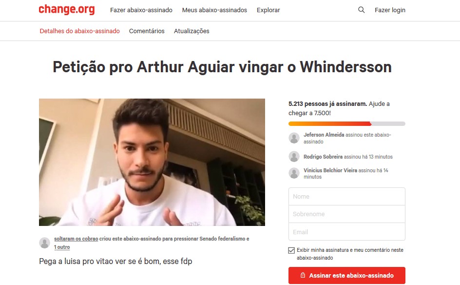 Fãs criam petição para Arthur Aguiar vingar Whindersson Nunes e ficar com Luísa Sonza, que assumiu romance com Vitão (Foto: Reprodução/Instagram)