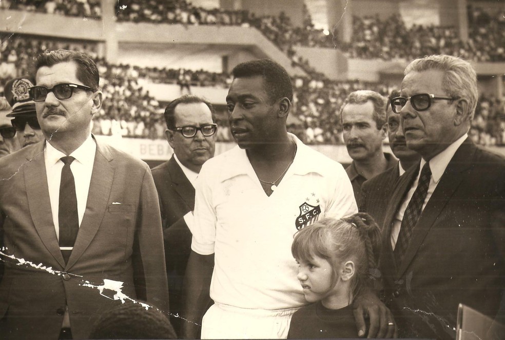 Pelé na inauguração do Estádio Rei Pelé — Foto: Arquivo / Museu dos Esportes