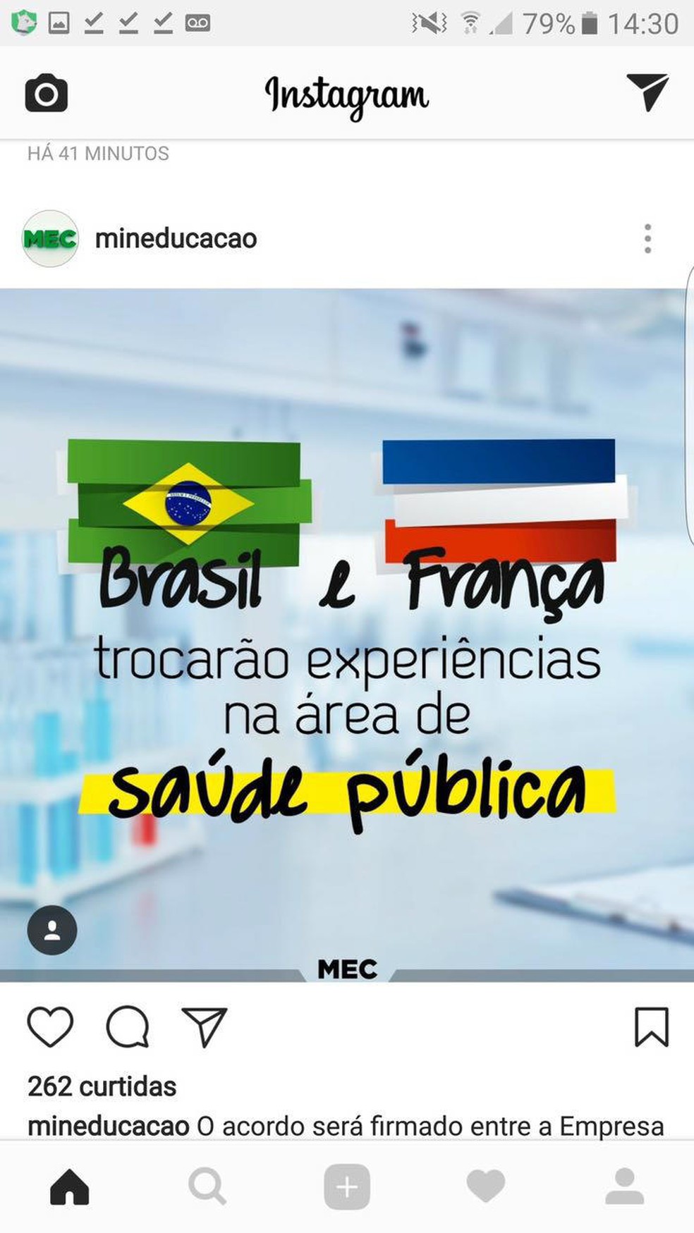 Postagem do Ministério da Educação erra bandeira da França em post (Foto: Instagram/Reprodução)