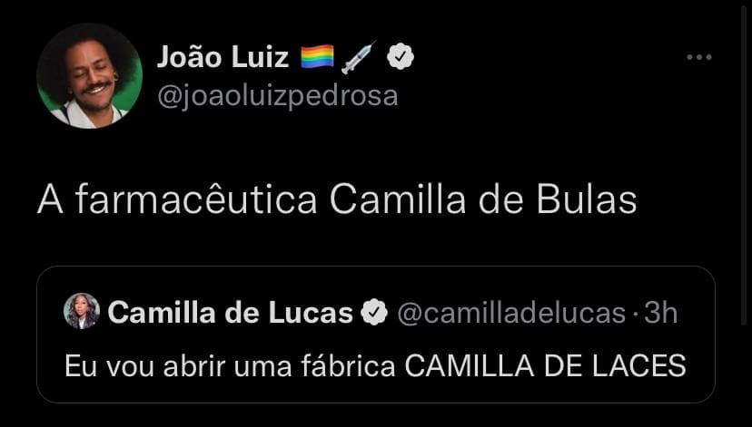 Fãs e amigos brincam com nome de Camilla de Lucas no Twitter (Foto: Reprodução / Twitter)