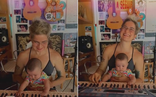 Nanda Costa mostra uma de filhas gêmeas 'tocando' teclado com Lan Lanh; vídeo