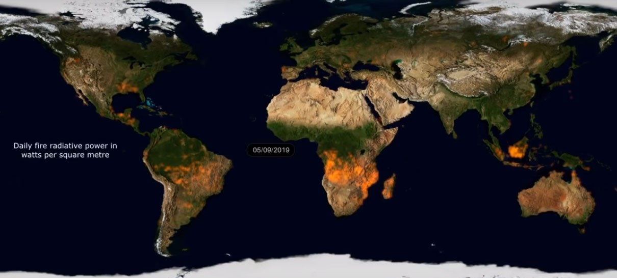 Vídeo mostra incêndios pelo mundo em 5 de setembro de 2019 (Foto: Reprodução)