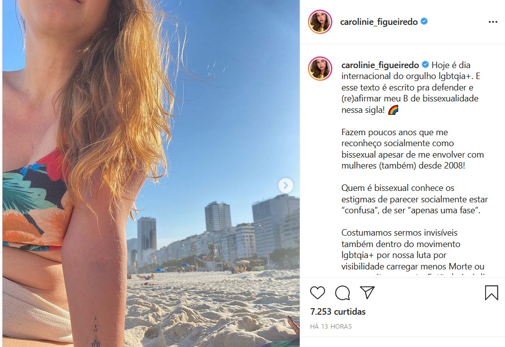 Carolinie Figueiredo reafirmou sua bissexualidade (Foto: Reprodução/Instagram)