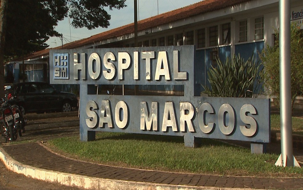 Hospital São Marcos, em Jaboticabal (SP), onde a professora de música segue internada (Foto: Reprodução/EPTV)
