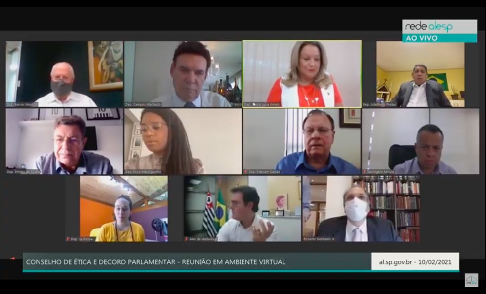 Conselho de &Eacute;tica da Assembleia Legislativa de S&atilde;o Paulo (Alesp) aceitou nesta quarta-feira (10), por unanimidade, a den&uacute;ncia da deputada estadual Isa Penna (PSOL) contra o deputado Fernando Cury (Cidadania) por importuna&ccedil;&atilde;o sexual &mdash; Foto: Rede Alesp/Reprodu&ccedil;&atilde;o