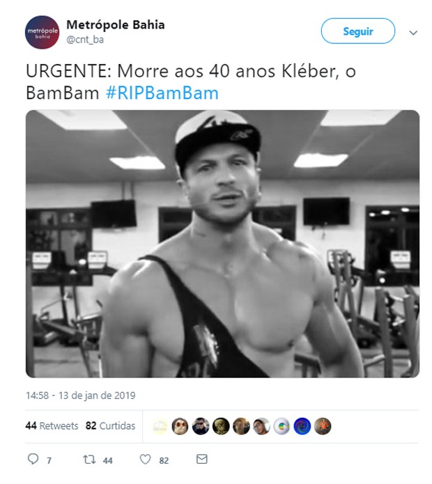 Kléber Bambam  é alvo de morte falsa na web (Foto: Reprodução/Twitter)