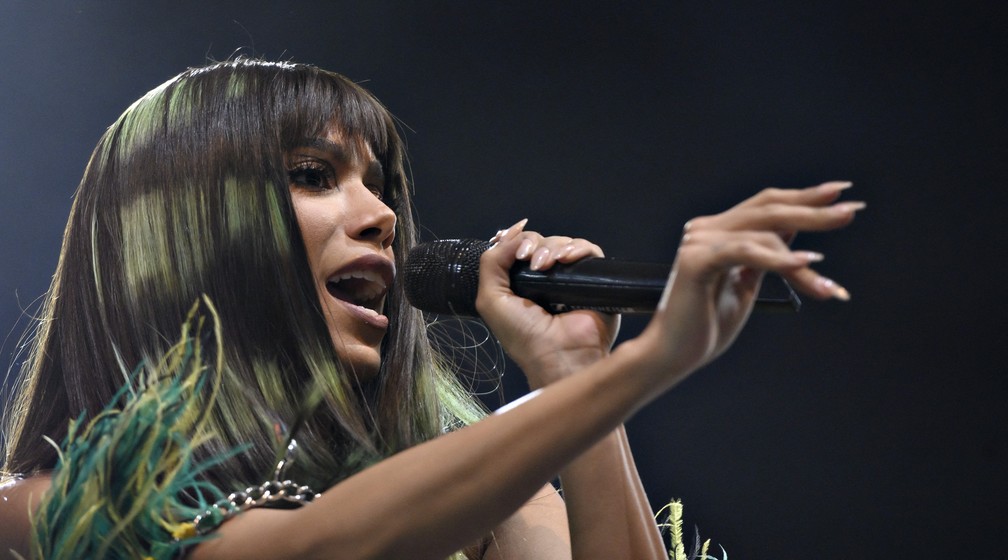 Anitta durante apresentação no festival de Roskilde, na Dinamarca, em 29 de junho de 2022 — Foto: Torben Christensen/Ritzau Scanpix/AFP