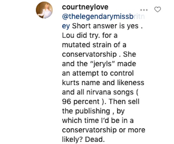 Um trecho do desabafo confuso de Courtney Love (Foto: Instagram)