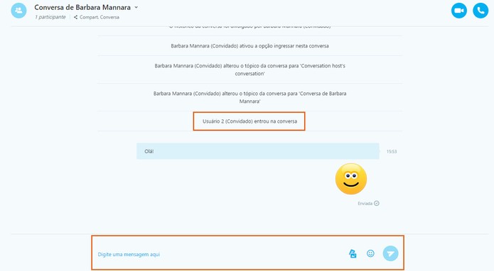 Envie mensagens de texto, emojis e imagens para seus contatos na conversa do Skype (Foto: Reprodução/Barbara Mannara)