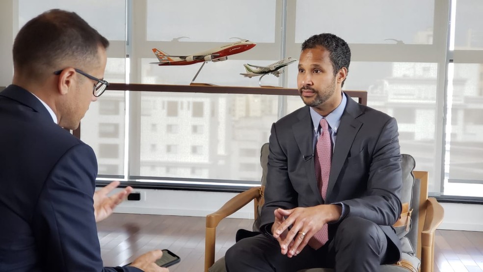 Marc Allen, executivo da Boeing que lidera o processo de parceria da empresa americana com a Embraer — Foto: Poliana Casemiro/G1