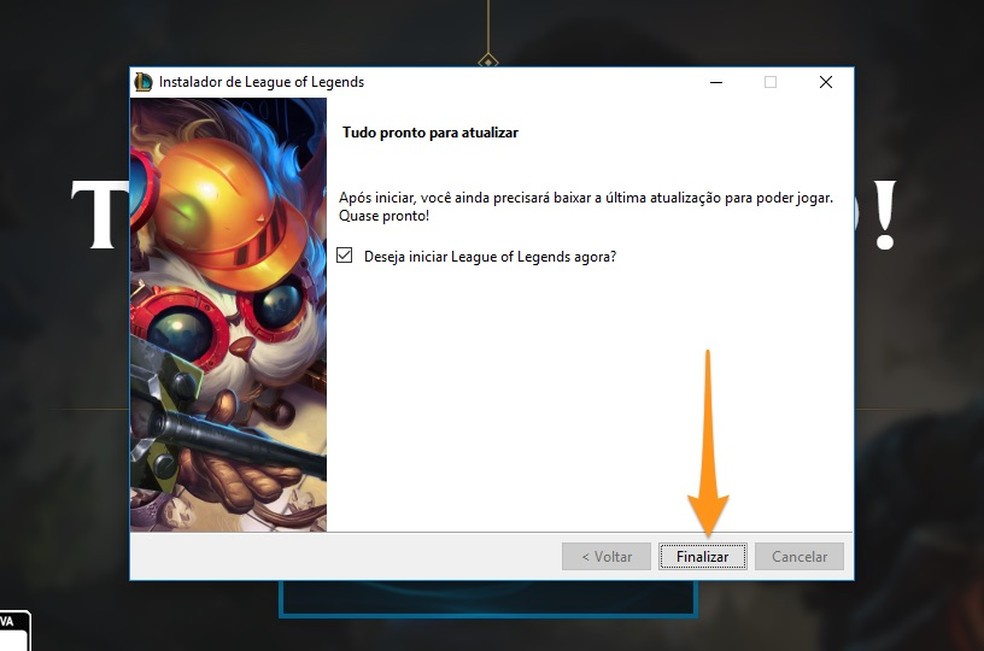 Clique em "finalizar" para chegar à etapa final da instalação (Foto: Reprodução/Felipe Vinha)