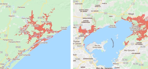 Mapa que mostra áreas de Salvador submersas em 2030 causa preocupação em rede social (Foto: Reprodução/Climate Central)