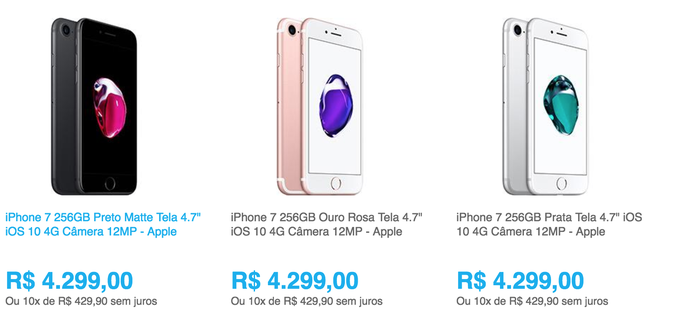 Loja virtual lista preços do novo iPhone (Foto: Reprodução)