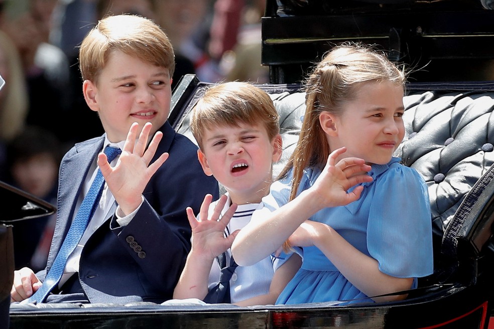 George Louis e Charlotte nas comemorações do Jubileu de Platina da rainha Elizabeth II — Foto: REUTERS/Peter Nicholls