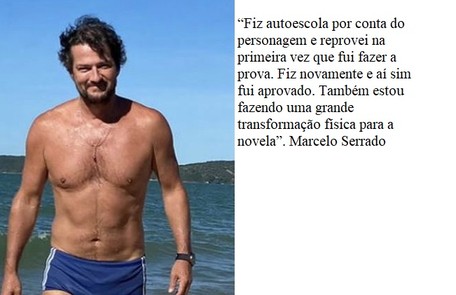 Marcelo Serrado tirou habilitação para pllotar moto por causa das cenas de ação como dublê na novela “Cara e coragem” Reprodução