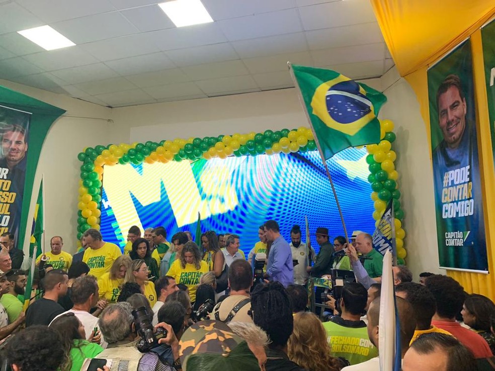 PRTB lança Capitão Contar como candidato ao governo de Mato Grosso do Sul — Foto: TV Morena/ Reprodução 