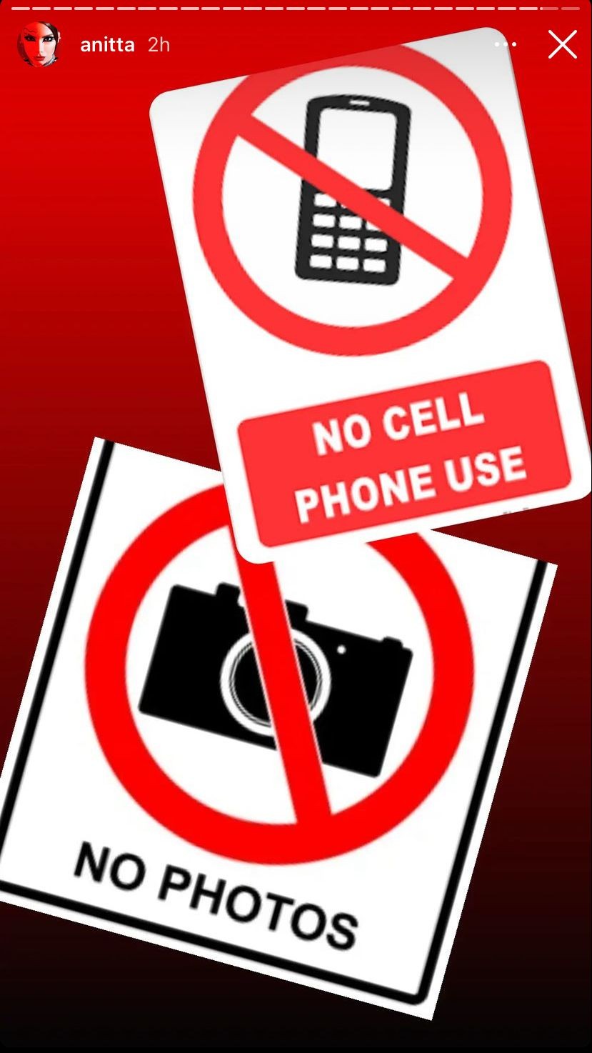 Publicação de Anitta sobre proibição de celulares e câmeras em festa de aniversário (Foto: Reprodução/Instagram)