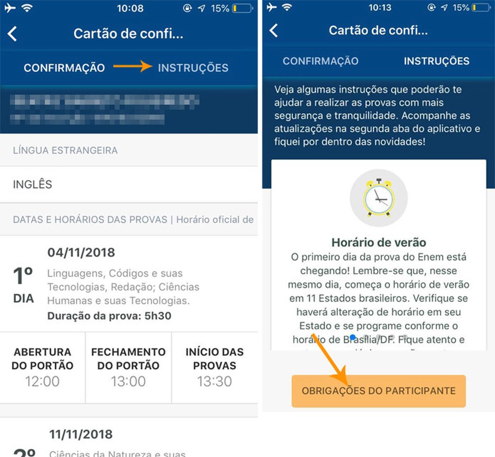 Acesse as instruções para o dia da prova — Foto: Reprodução/Pedro Cardoso