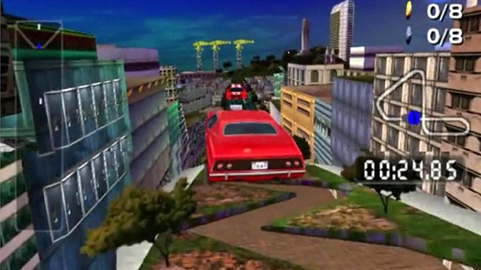 Com grandes saltos e temática futurista San Francisco Rush 2049 realmente usufruía do 3D (Foto: Reprodução/Games Database)