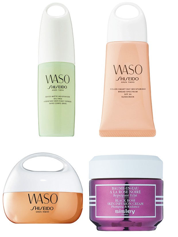 Shiseido, Linha Facial Waso (entre R$ 159 e R$ 269). Sisley, Balm-en-Eau à la Rose Noire (R$ 990) (Foto: Divulgação)
