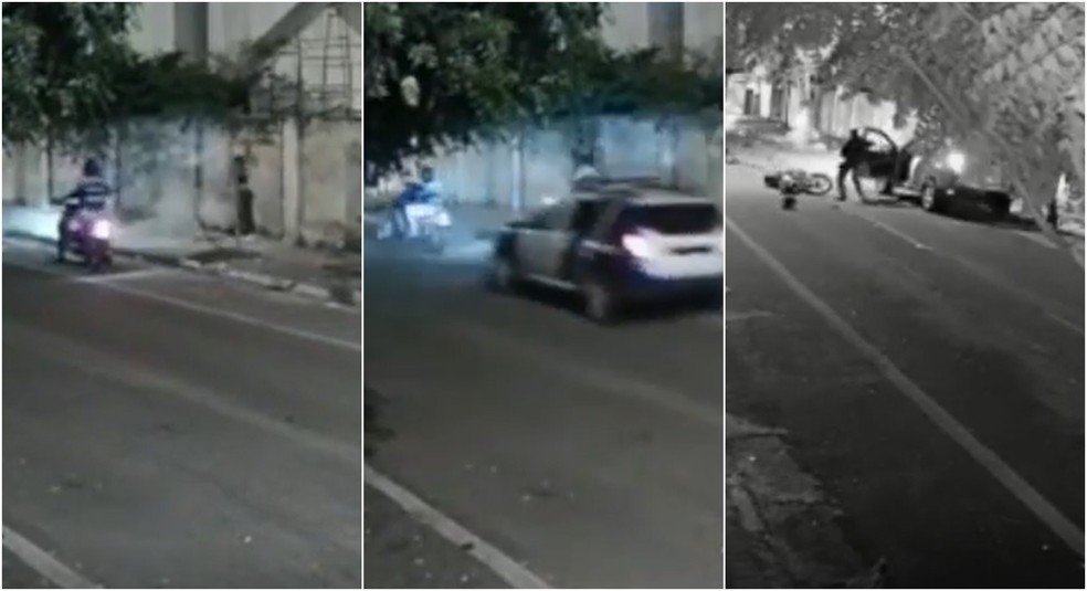 Guarda municipal atropela assaltantes em Sobral — Foto: Reprodução