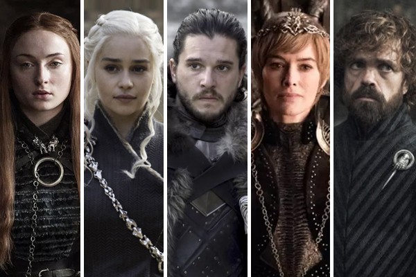 Sansa Stark (Sophie Turner), Daenerys Targaryen (Emilia Clarke), Jon Snow (Kit Harington), Cersei Lannister (Lena Headey) e Tyrion Lannister (Peter Dinklage), personagens de Game of Thrones (Foto: Divulgação)