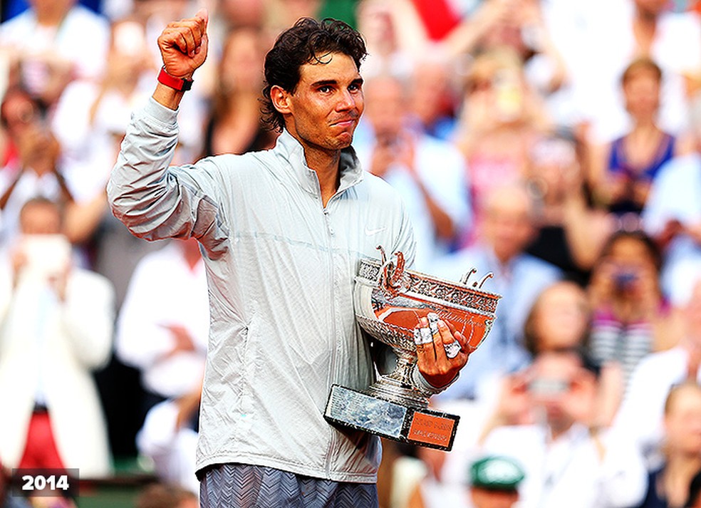 2014 - Nadal volta a bater Djokovic e garante seu nono troféu de campeão de Roland Garros — Foto: Getty Images