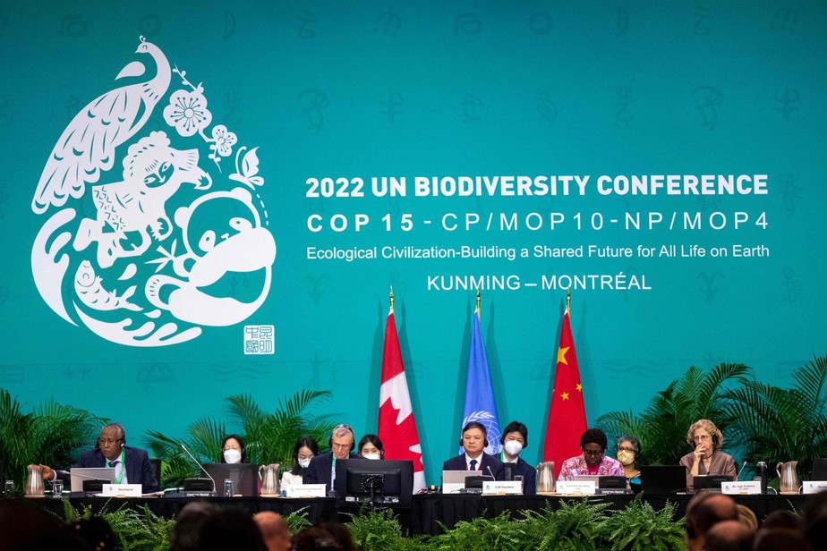 O secretariado da Convenção sobre Diversidade Biológica, durante a Conferência das Nações Unidas sobre Biodiversidade (COP15) em Montreal, no Canadá