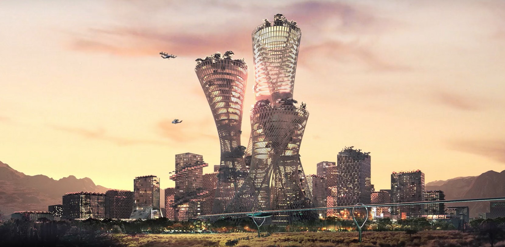 Representação de Telosa, cidade futurística que bilionário Marc Lore planeja construir  (Foto: Reprodução/Telosa)
