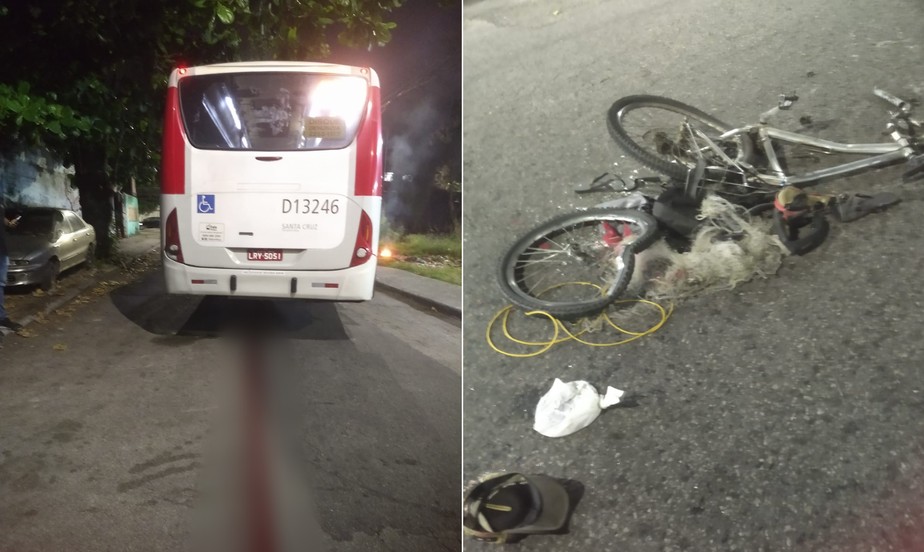 Ônibus deixou rastro de sangue após arrastar ciclista na Zona Oeste do Rio