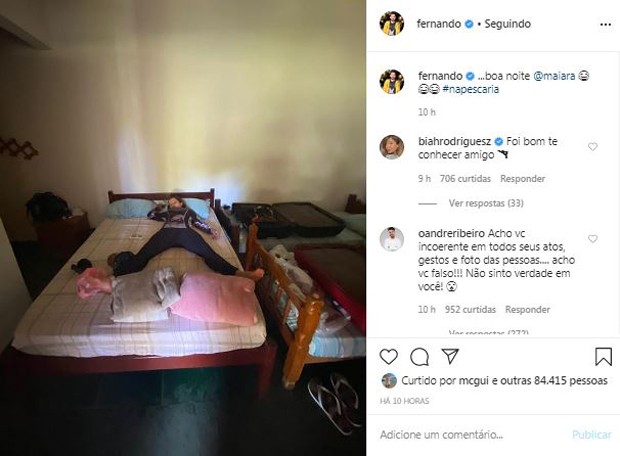 Fernando brincou com foto de Maiara horas antes (Foto: Reprodução / Instagram)