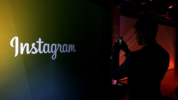 Logo do Instagram é visto em painel durante coletiva de imprensa (Foto: Justin Sullivan/Getty Images)