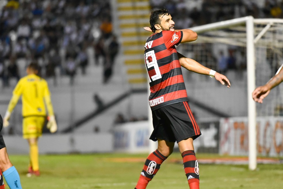 Henrique Dourado comemora seu último gol, contra a Ponte (Foto: Gilvan de Souza/Flamengo)