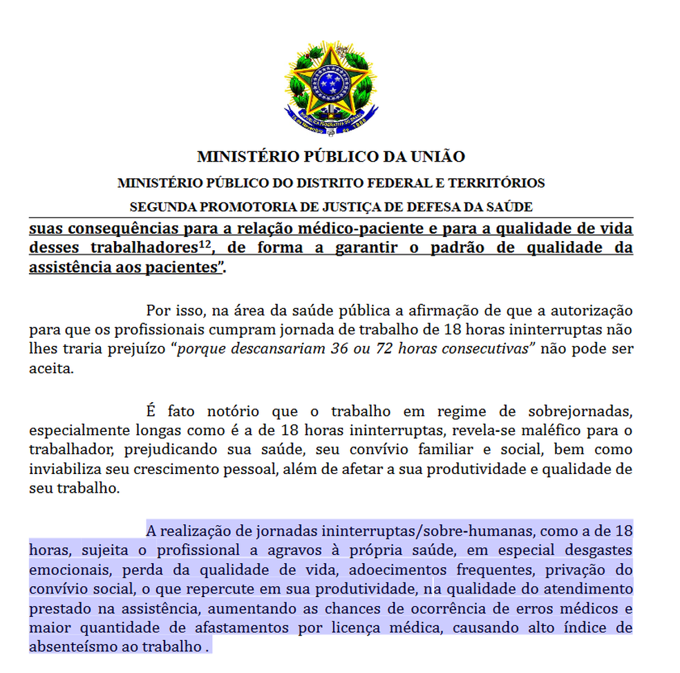 Trecho da ação movida pela Promotoria de Justiça de Defesa da Saúde  (Foto: Reprodução)