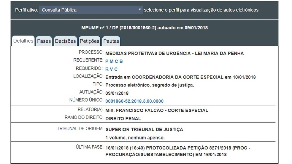 Processo movido pela ex-primeira-dama Pâmela Bório contra o governador da Paraíba Ricardo Coutinho corre em segredo de Justiça no STJ (Foto: Reprodução/STJ)