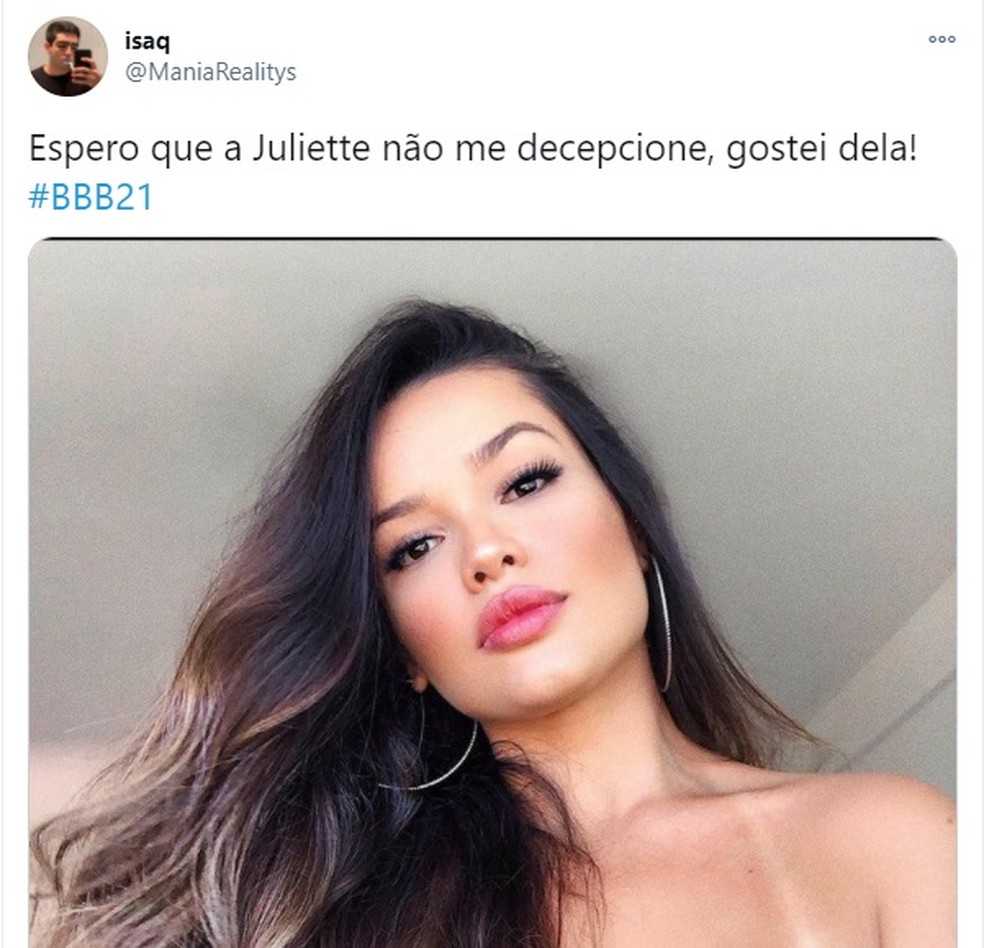 Juliette ganha sua torcida entre internautas — Foto: Reprodução/Twitter