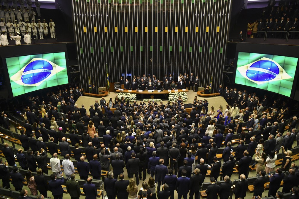 Visão geral do Congresso durante cerimônia de posse do presidente eleito do Brasil, Jair Bolsonaro — Foto: Nelson Almeida/AFP