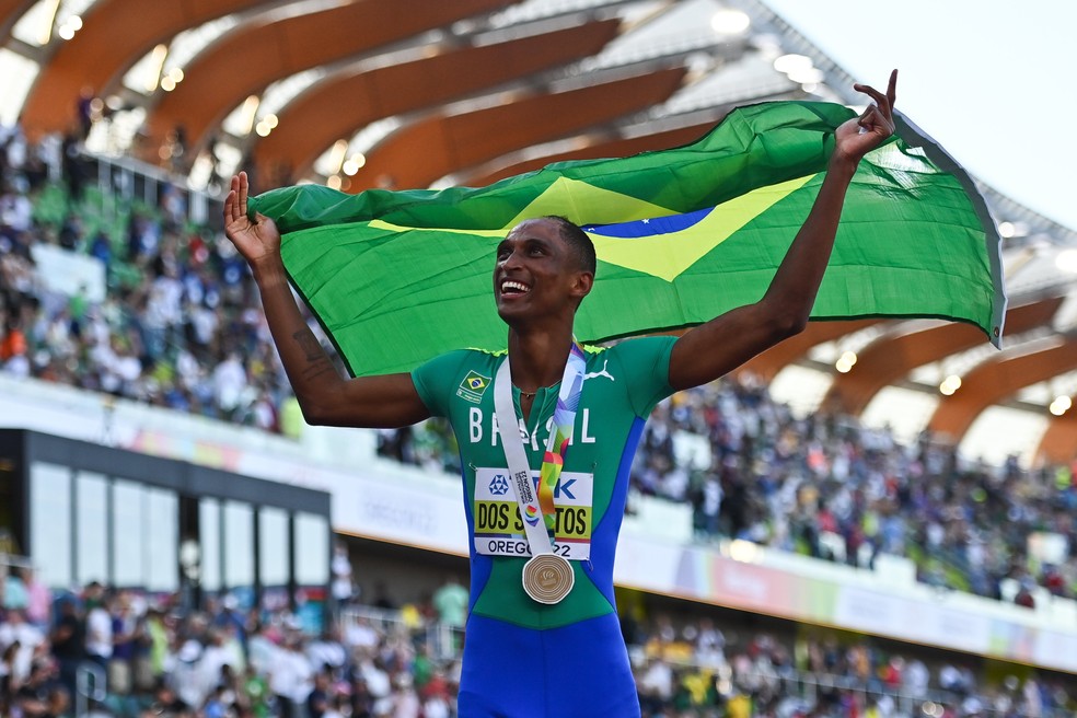Alison dos Santos Mundial de Atletismo Oregon — Foto: Sam Barnes/Sportsfile